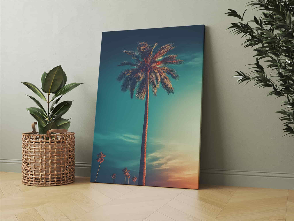 Dreamy Palm Tree Canvas Wall Art Print | Canvas wall art print by Wall Nostalgia. Custom Canvas Prints, Made in Calgary, Canada | Large canvas prints, framed canvas prints, Dreamy Palm Tree Canvas Print, Palm Tree Print, Palm Tree Wall Art, Palm Tree Canvas, Trendy Wall Art, Palm Tree Wall Art Print, Fantasy Art Print