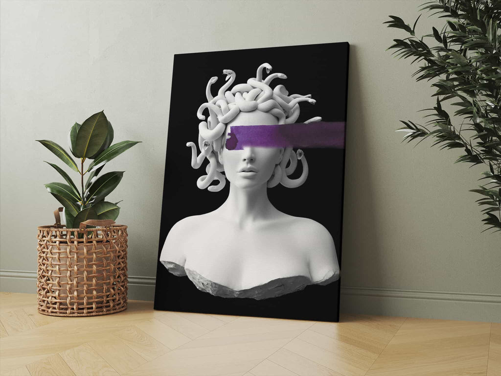Medusa Canvas Print | Canvas wall art print by Wall Nostalgia. Custom Canvas Prints, Made in Calgary, Canada | Large canvas prints, framed canvas prints, Medusa Art Prints, Medusa Wall Art Prints Canada, trendy wall art prints canada, canvas wall art canada, medusa statue art print, mythology wall art, mythological art