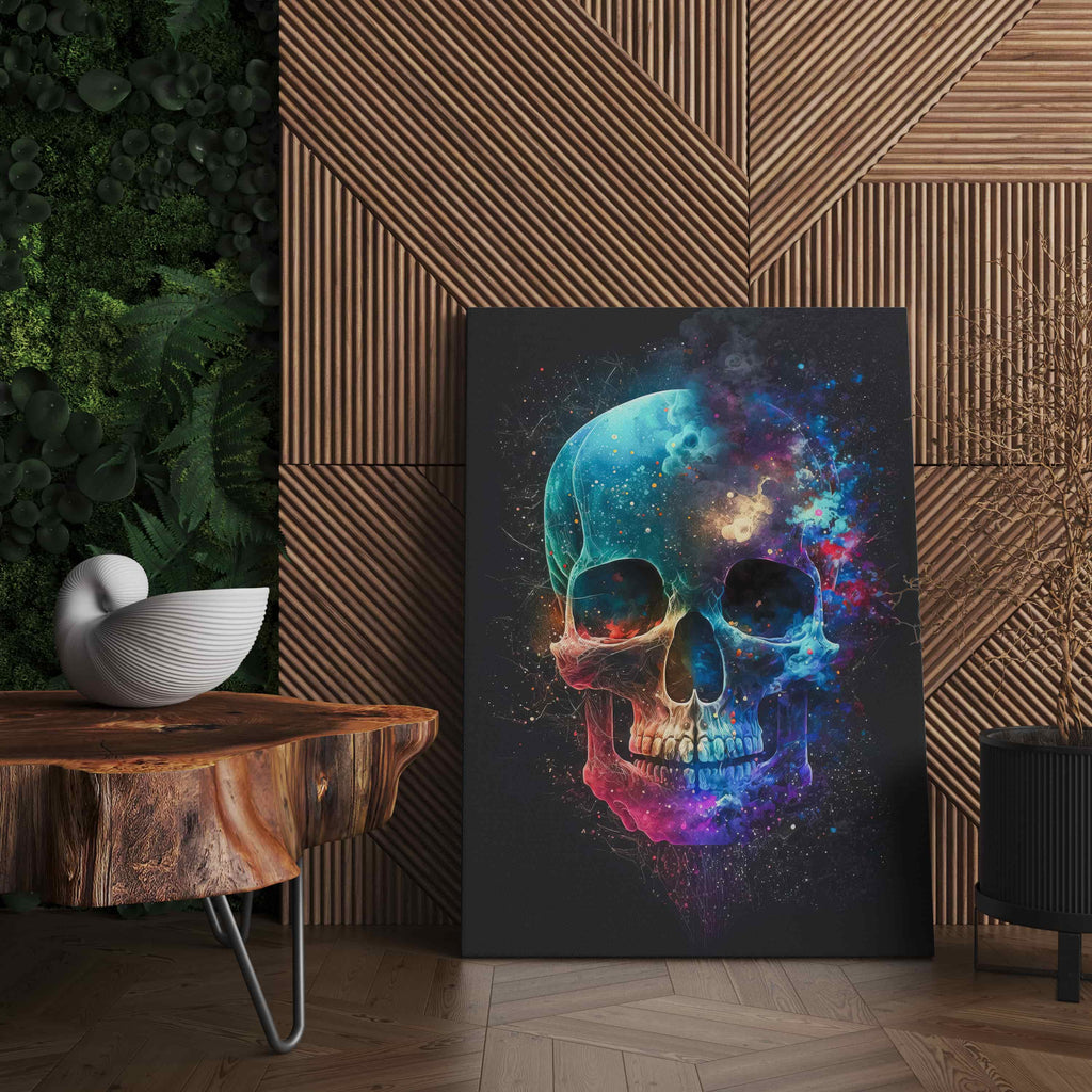 Cosmic Skull Print | Canvas wall art print by Wall Nostalgia. Custom Canvas Prints, Made in Calgary, Canada | Large canvas prints, framed canvas prints, Skull art, Skull wall art print, Skull Canvas art, Gothic art print, Skull canvas wall art, Skull art print, Living room wall art decor, Canvas wall art prints Canada