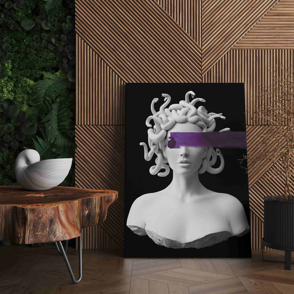 Medusa Canvas Print | Canvas wall art print by Wall Nostalgia. Custom Canvas Prints, Made in Calgary, Canada | Large canvas prints, framed canvas prints, Medusa Art Prints, Medusa Wall Art Prints Canada, trendy wall art prints canada, canvas wall art canada, medusa statue art print, mythology wall art, mythological art