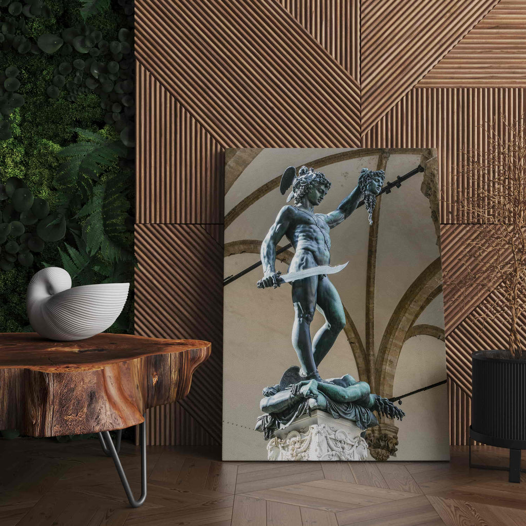 Perseus and Medusa Print | Canvas wall art print by Wall Nostalgia. Custom Canvas Prints, Made in Calgary, Canada | Large canvas prints, framed canvas prints, Greek Canvas Art Print | Perseus and Medusa, Perseus with the Head of Medusa, Greek Print, Greek Mythology Print, Greek Art Print, Perseus killing medusa, medusa