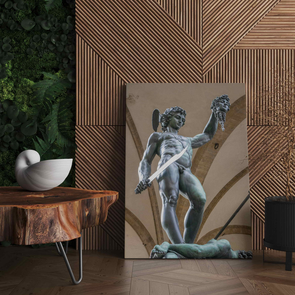 Perseus with Head of Medusa Canvas Wall Art Print | Canvas wall art print by Wall Nostalgia. Custom Canvas Prints, Made in Calgary, Canada, Large canvas prints, framed canvas prints, Perseus with Head of Medusa Canvas Wall Art Print, Greek Art Print, Greek Canvas Print, Greek God Art Print, Medusa Art Print, Modern Art