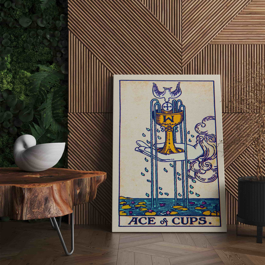 Ace of Cups Tarot Card Canvas Print | Canvas wall art print by Wall Nostalgia. Custom Canvas Prints, Made in Calgary, Canvas wall art canada, Ace of Cups print, Tarot Cards Printing Canada, Tarot Card Art Prints, Tarot Card canvas art, tarot card art, Tarot Cards Canada, Tarot Card Pictures, canvas prints canada