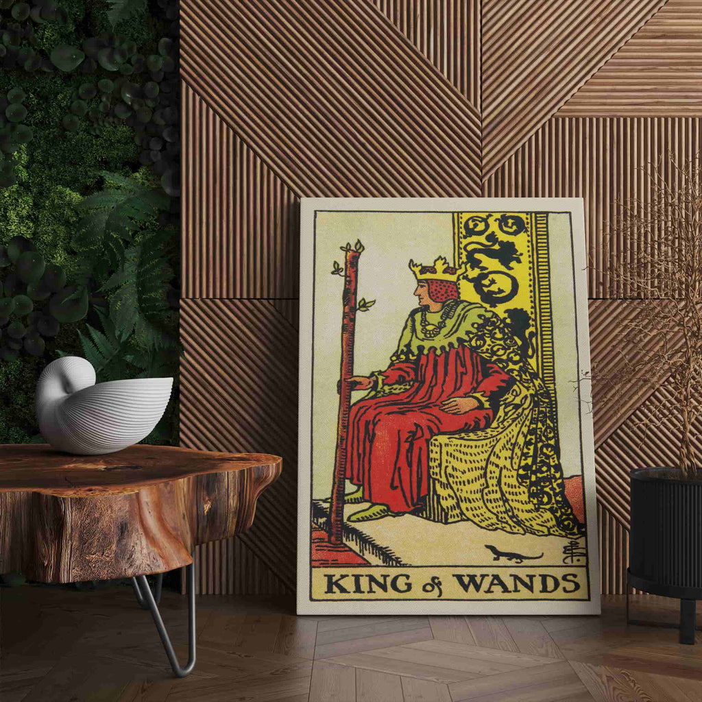 King of Wands Tarot Card Art Print | Canvas wall art by Wall Nostalgia. Custom Canvas Prints, Made in Calgary, Canvas wall art canada, Tarot Cards Printing Canada, king of wands Tarot Card Art Prints, king of wands Tarot Card canvas art, tarot card art, Tarot Cards Canada, Tarot Card Pictures, canvas prints Canada