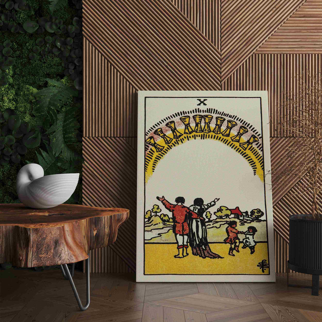 Ten of Cups Tarot Card Canvas Print | Canvas wall art prints by Wall Nostalgia. Custom canvas prints made in Calgary, canvas wall art canada, tarot cards printing Canada, ten of cups tarot card art prints, tarot card canvas art, ten of cups tarot card art, tarot cards canada, tarot card pictures, canvas prints Canada