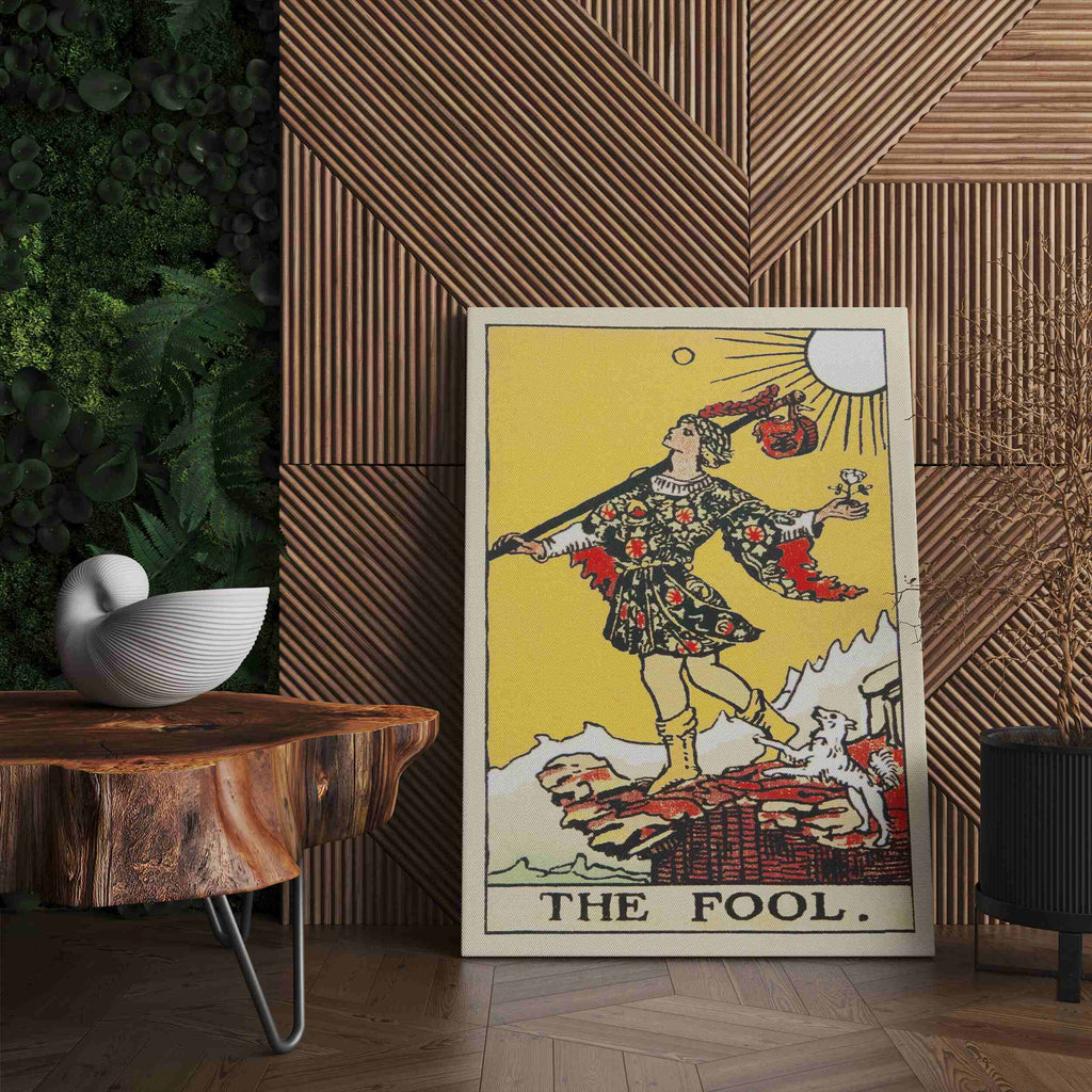 The Fool Tarot Card Canvas Print | Canvas wall art prints by Wall Nostalgia. Custom canvas prints made in Calgary, canvas wall art canada, tarot cards printing Canada, the fool tarot card art prints, fool tarot card canvas art, tarot card art, tarot cards canada, tarot card pictures, canvas prints Canada, tarot deck