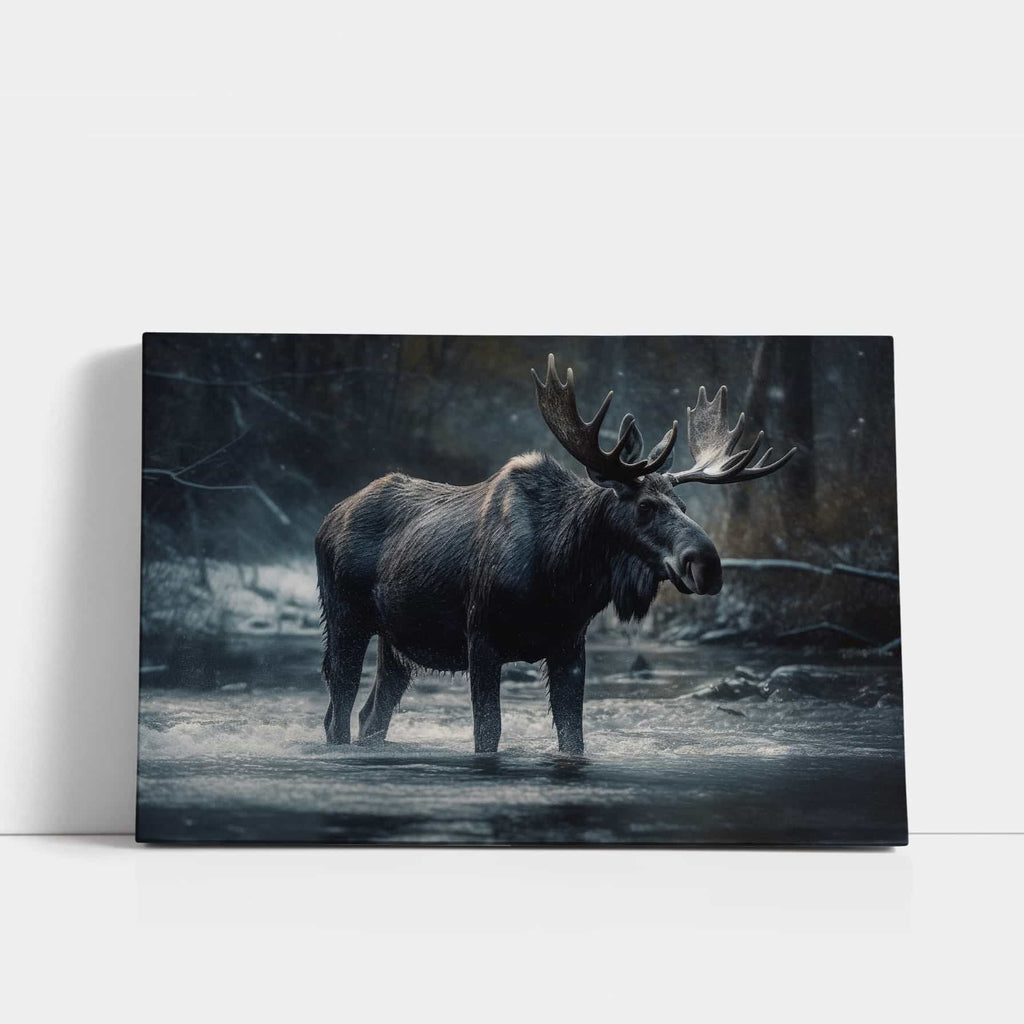 Moose Canvas Print | Canvas wall art print by Wall Nostalgia. Custom Canvas Prints, Made in Calgary, Canada | Large canvas print, framed canvas print, moose wall art, wildlife art print, wildlife wall art, moose canvas wall art, wildlife wall art canada, Moose art print, canvas wall art prints canada, canvas art prints