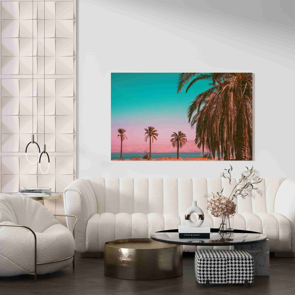 California Palm Tree Canvas Print | Canvas wall art print by Wall Nostalgia. Custom Canvas Prints, Made in Calgary, Canada | Large canvas prints, Cotton Candy Palm Tree Canvas Wall Art | Palm Tree Canvas Picture, Trendy Wall Art, Pastel Prints, Girly Wall Art, Pastel Sunset Print, Canvas Prints Canada, Wall Art Canada