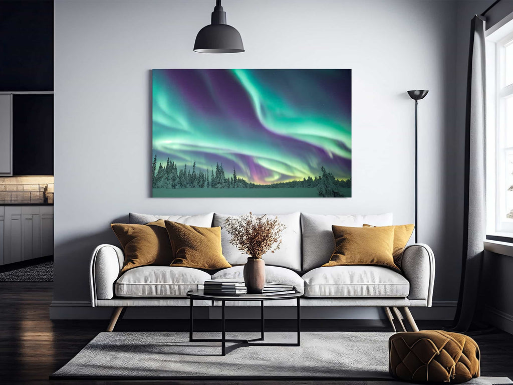 Aurora Borealis Print | Northern lights canvas wall art print by Wall Nostalgia. Custom Canvas Prints, Made in Calgary, Canada | Large canvas prints, framed canvas prints, Aurora Borealis wall art, Aurora Borealis canvas wall art print. Aurora Borealis canvas print, northern lights print, northern lights canvas print