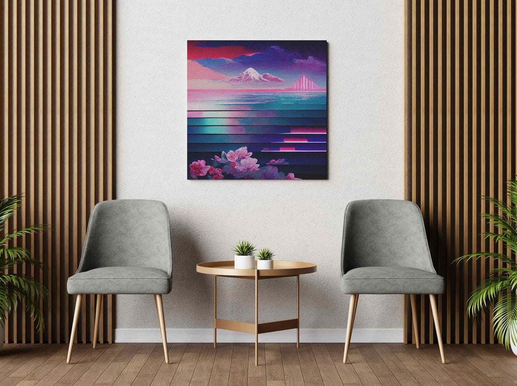 Color of Dreams Futuristic Synthwave Canvas Art Prints Canada | Canvas wall art print by Wall Nostalgia. Custom Canvas Prints, Made in Calgary, Canada | Large canvas prints, canvas wall art canada, canvas prints canada, canvas art canada, vaporwave art print, synthwave wall art print, futuristic wall art print canada