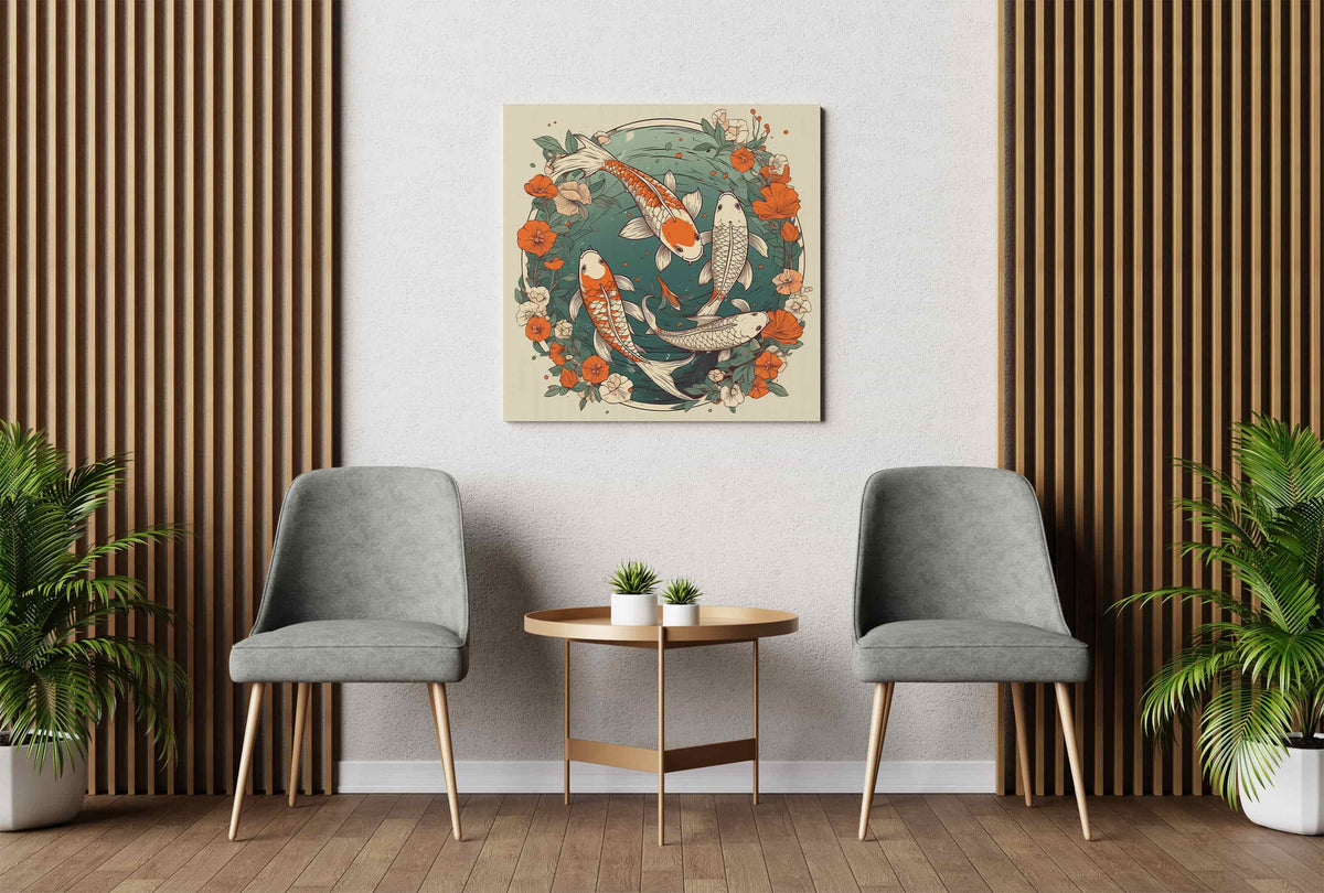 Koi Pond Canvas Print, Koi Fish Canvas Art Canada, Koi Fish Prints Art ...