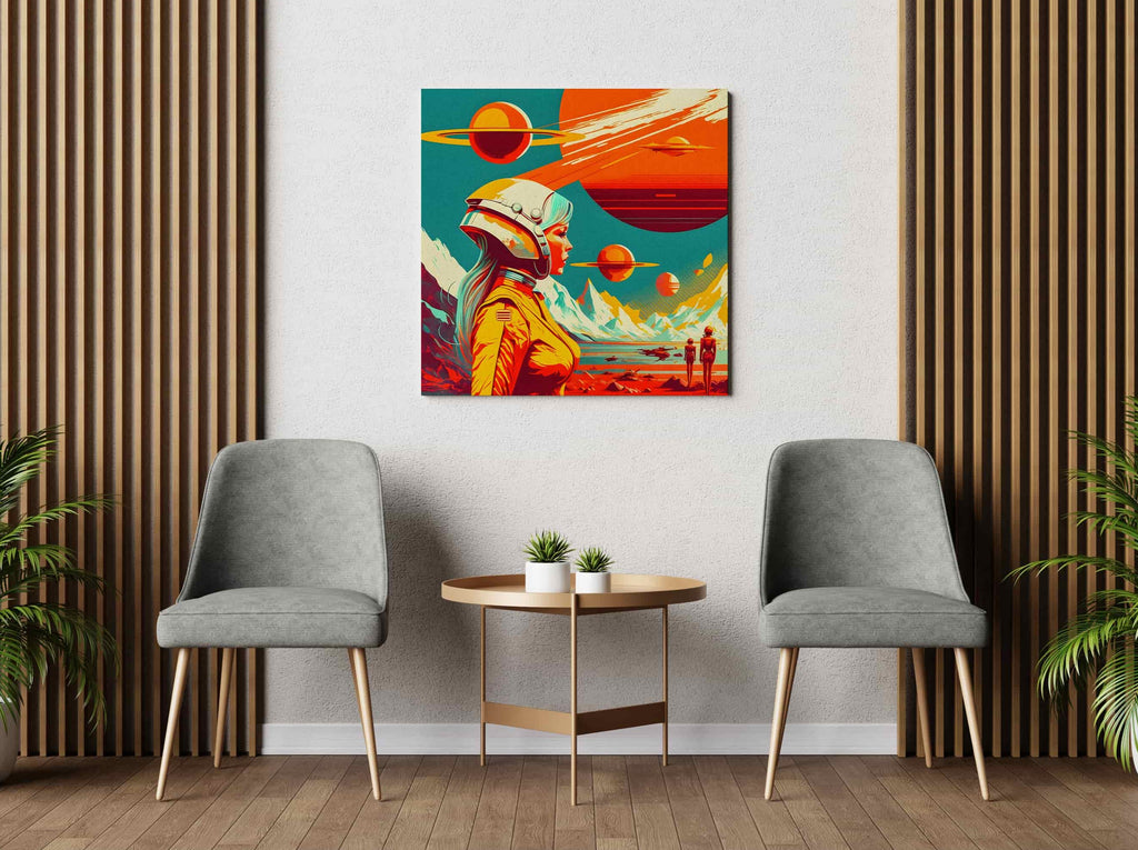 Retro Space Canvas Wall Art Print