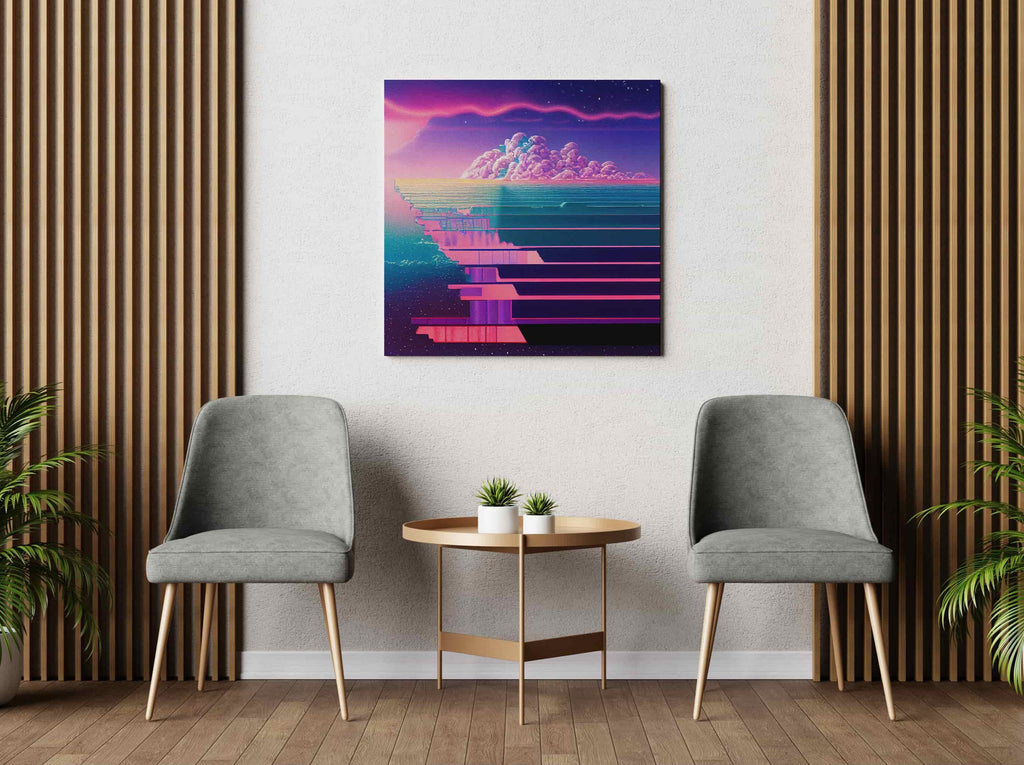 Dreams of Color Synthwave Print | Canvas wall art print by Wall Nostalgia. Custom Canvas Prints, Made in Calgary, Canada | Large canvas prints, canvas wall art canada, canvas prints canada, canvas art canada, synthwave aestehetic, retrowave art, retrowave aesthetic, vaporwave art, vaporwave aesthetic, retro wall art 