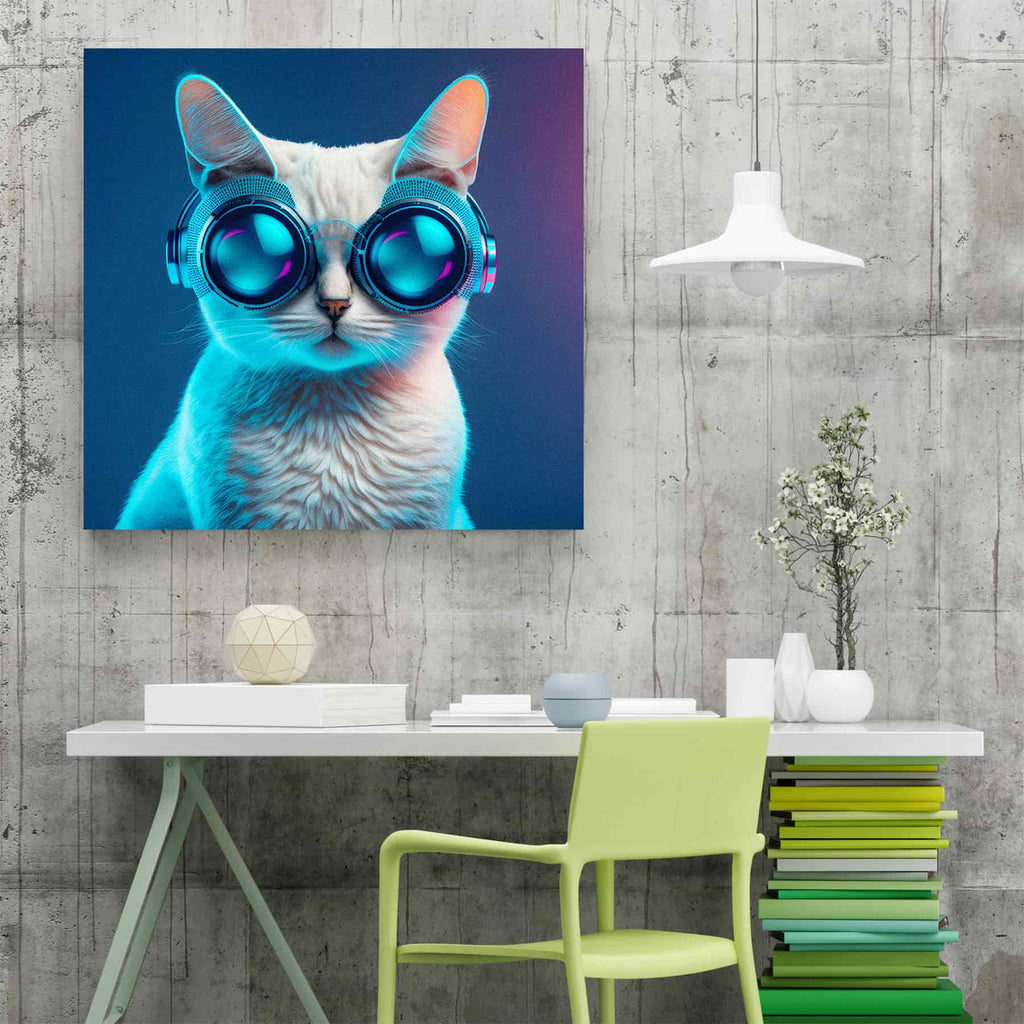 Sci Fi Kitty Cat Canvas Wall Art Print | Canvas wall art print by Wall Nostalgia. Custom Canvas Prints, Made in Calgary, Canada | Large canvas prints, canvas wall art canada, canvas prints canada, canvas art canada, cat art print, cat wall art, funny cat art, funny cat wall art canada, cat art prints, animal wall art 