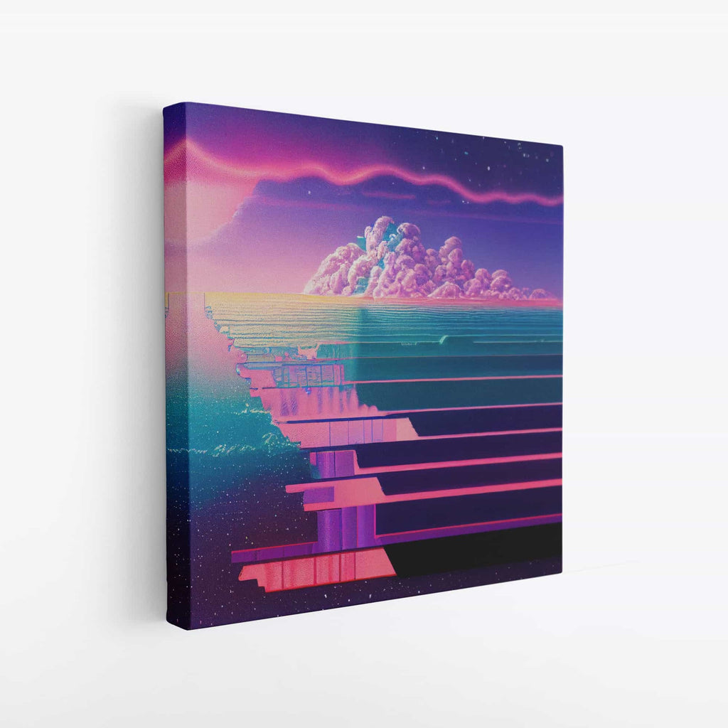 Dreams of Color Synthwave Print | Canvas wall art print by Wall Nostalgia. Custom Canvas Prints, Made in Calgary, Canada | Large canvas prints, canvas wall art canada, canvas prints canada, canvas art canada, synthwave aestehetic, retrowave art, retrowave aesthetic, vaporwave art, vaporwave aesthetic, retro wall art 