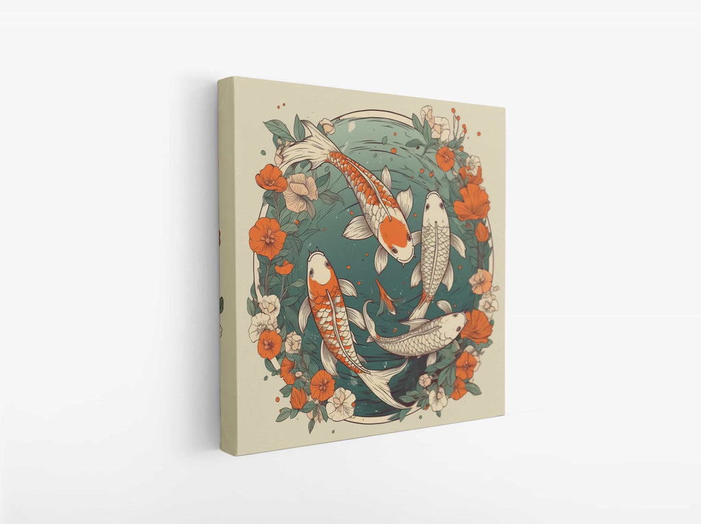 Koi Fish Print | Canvas wall art print by Wall Nostalgia. Custom Canvas Prints, Made in Calgary, Canada | Large canvas prints, canvas wall art canada, canvas prints canada, canvas art canada, Koi Fish Print | Koi Wall Art Canvas, Koi Art, Koi Canvas, Koi Wall Art, Koi Fish Painting, Japanese Koi Art, Japanese Wall Art
