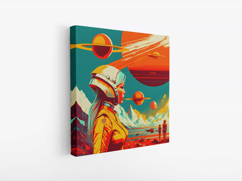 Retro Space Canvas Wall Art Print