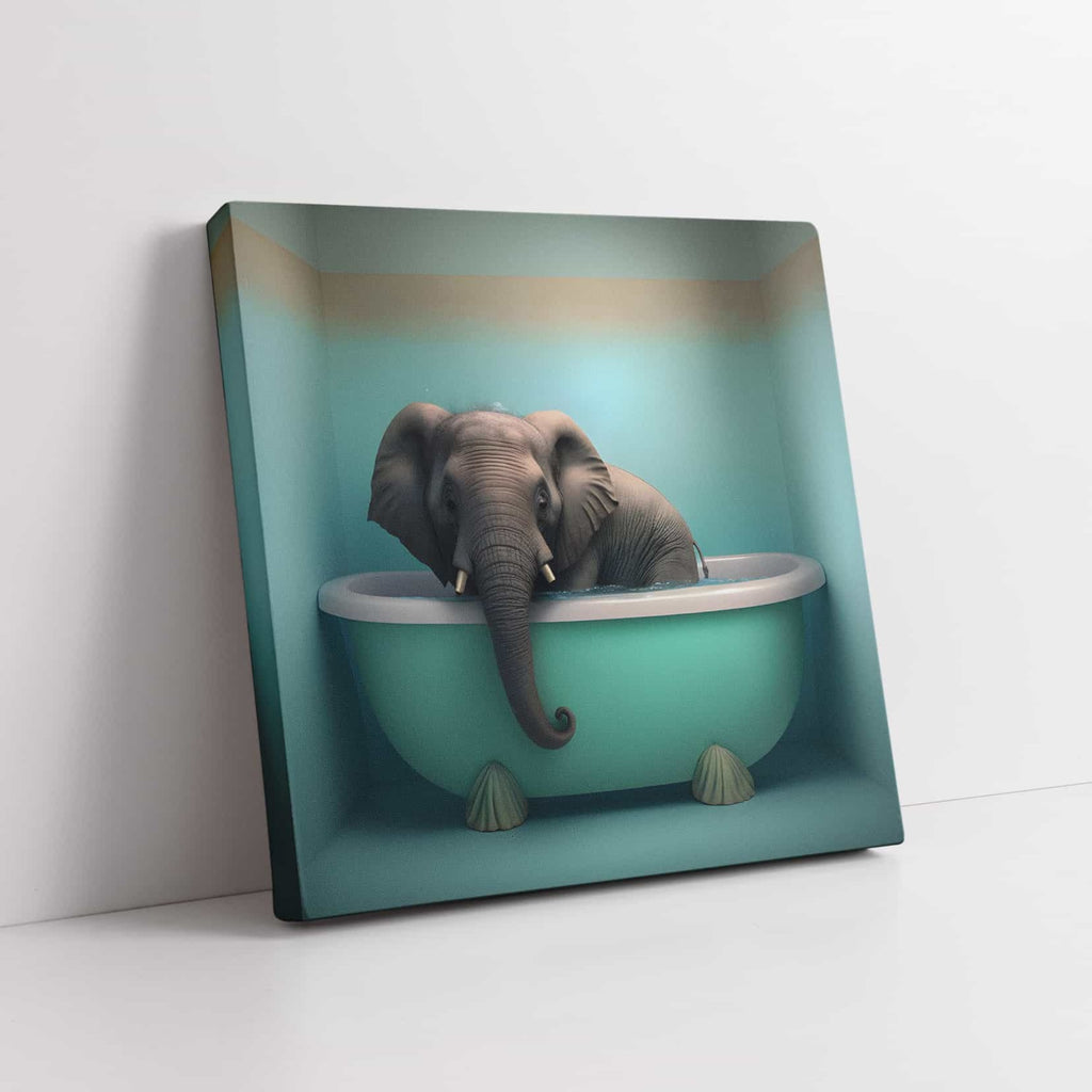 Elephant Canvas Wall Art Print | Canvas wall art print by Wall Nostalgia. Made in Calgary, Canada, canvas wall art canada, canvas prints canada, canvas art canada, Elephant Canvas Wall Art, Canvas Wall Art Bathroom, Kids bathroom art, Kids bathroom prints, Kids Bathroom Wall Art, Kids Toilet Art Funny, Bathroom Art