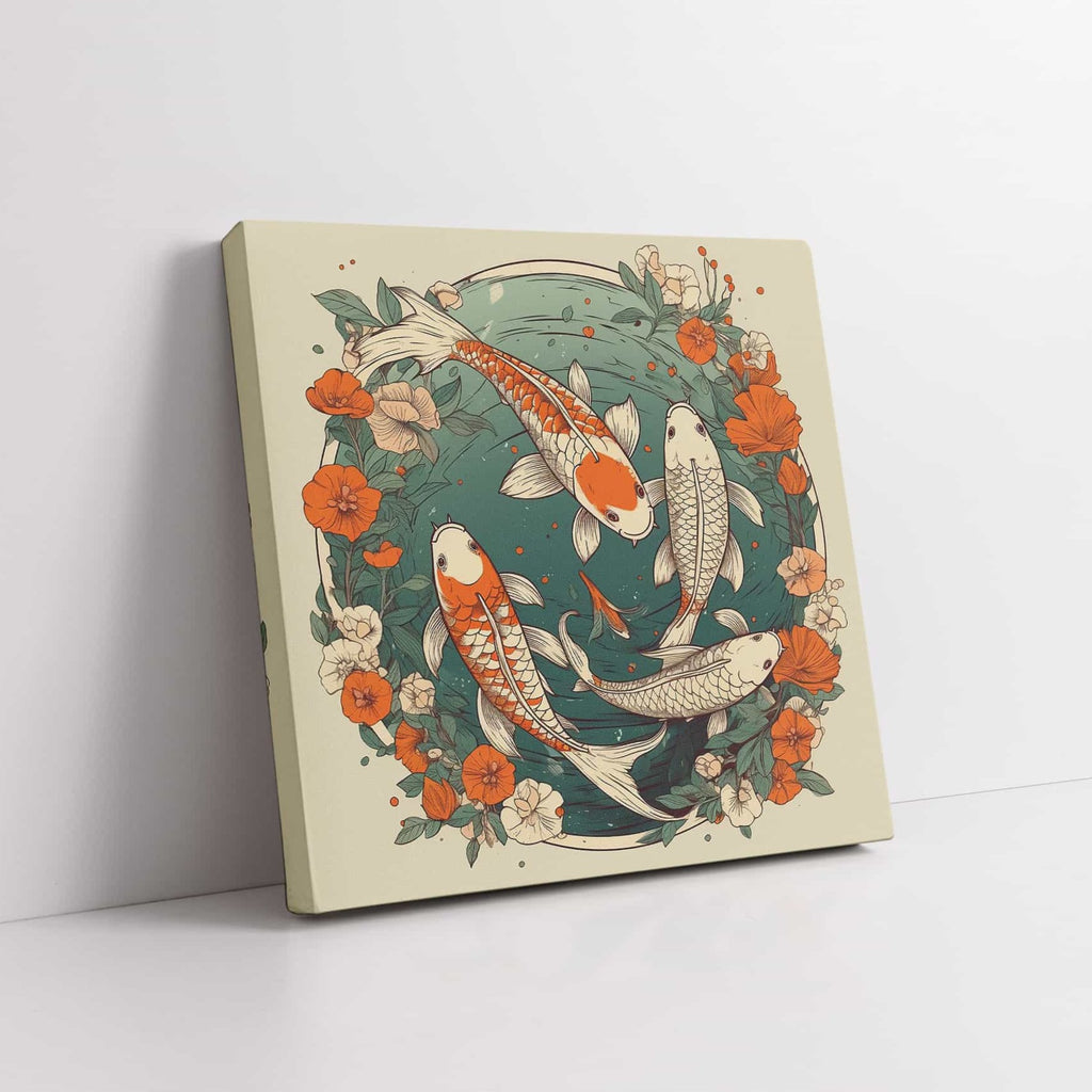 Koi Fish Print | Canvas wall art print by Wall Nostalgia. Custom Canvas Prints, Made in Calgary, Canada | Large canvas prints, canvas wall art canada, canvas prints canada, canvas art canada, Koi Fish Print | Koi Wall Art Canvas, Koi Art, Koi Canvas, Koi Wall Art, Koi Fish Painting, Japanese Koi Art, Japanese Wall Art