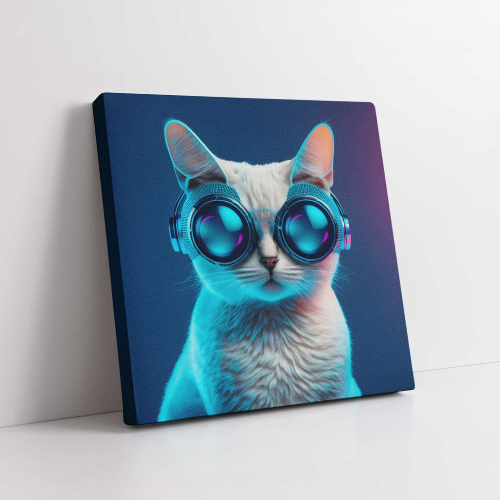 Sci Fi Kitty Cat Canvas Wall Art Print | Canvas wall art print by Wall Nostalgia. Custom Canvas Prints, Made in Calgary, Canada | Large canvas prints, canvas wall art canada, canvas prints canada, canvas art canada, cat art print, cat wall art, funny cat art, funny cat wall art canada, cat art prints, animal wall art 