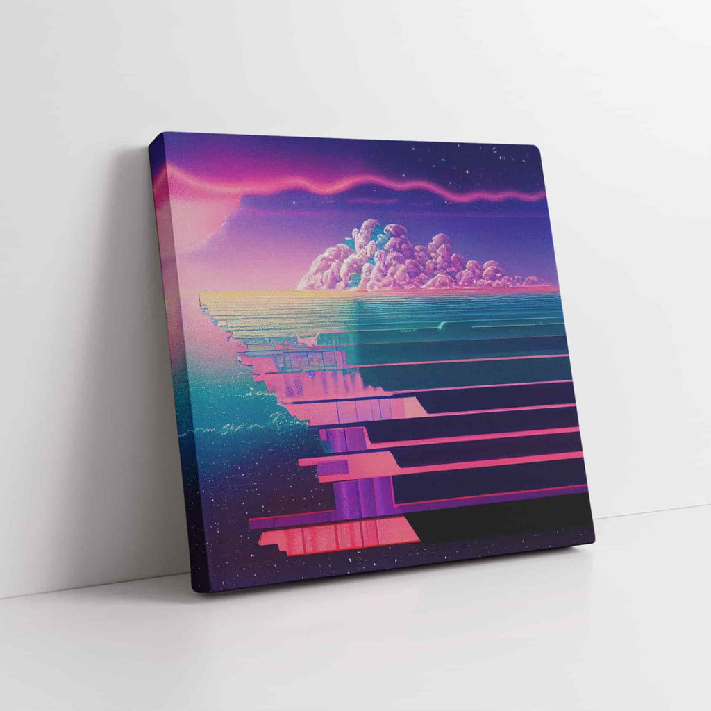 Dreams of Color Synthwave Print | Canvas wall art print by Wall Nostalgia. Custom Canvas Prints, Made in Calgary, Canada | Large canvas prints, canvas wall art canada, canvas prints canada, canvas art canada, synthwave aestehetic, retrowave art, retrowave aesthetic, vaporwave art, vaporwave aesthetic, retro wall art 