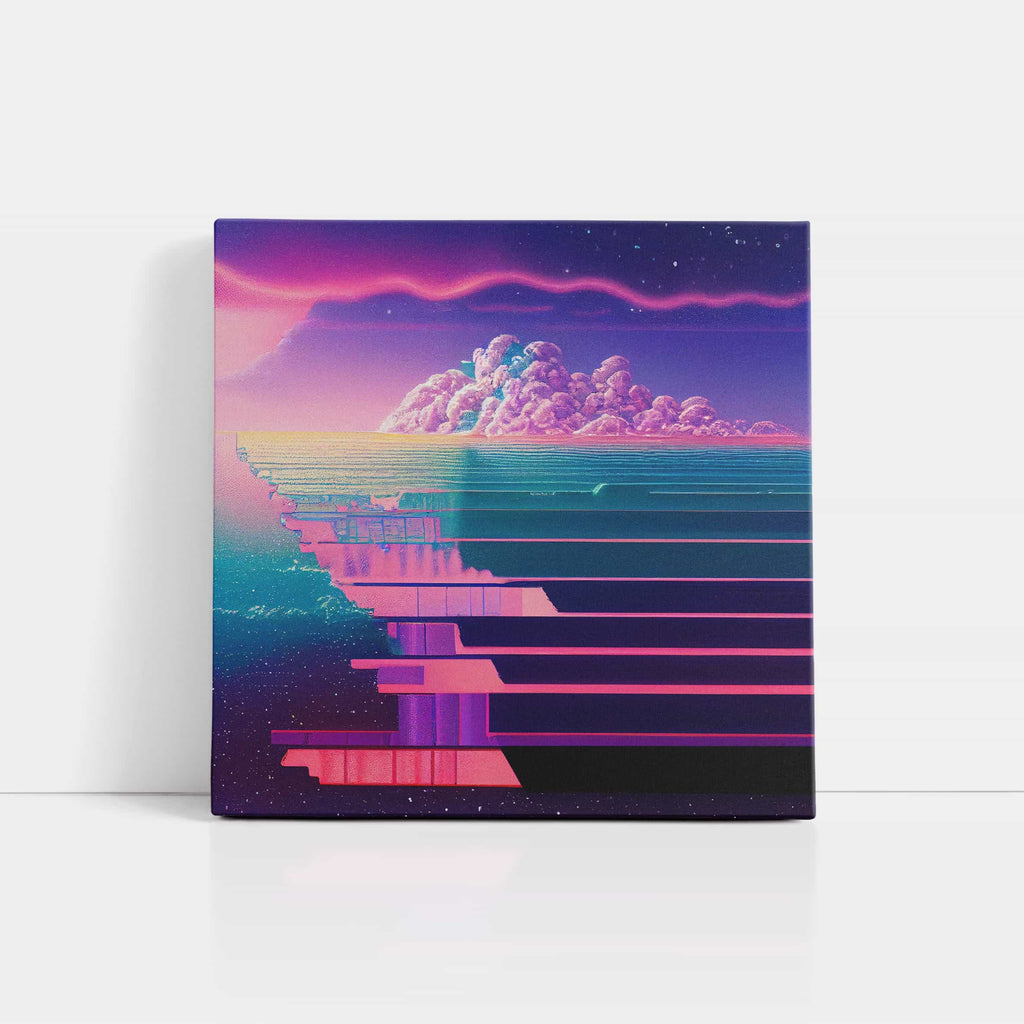 Dreams of Color Synthwave Print | Canvas wall art print by Wall Nostalgia. Custom Canvas Prints, Made in Calgary, Canada | Large canvas prints, canvas wall art canada, canvas prints canada, canvas art canada, synthwave aestehetic, retrowave art, retrowave aesthetic, vaporwave art, vaporwave aesthetic, retro wall art 