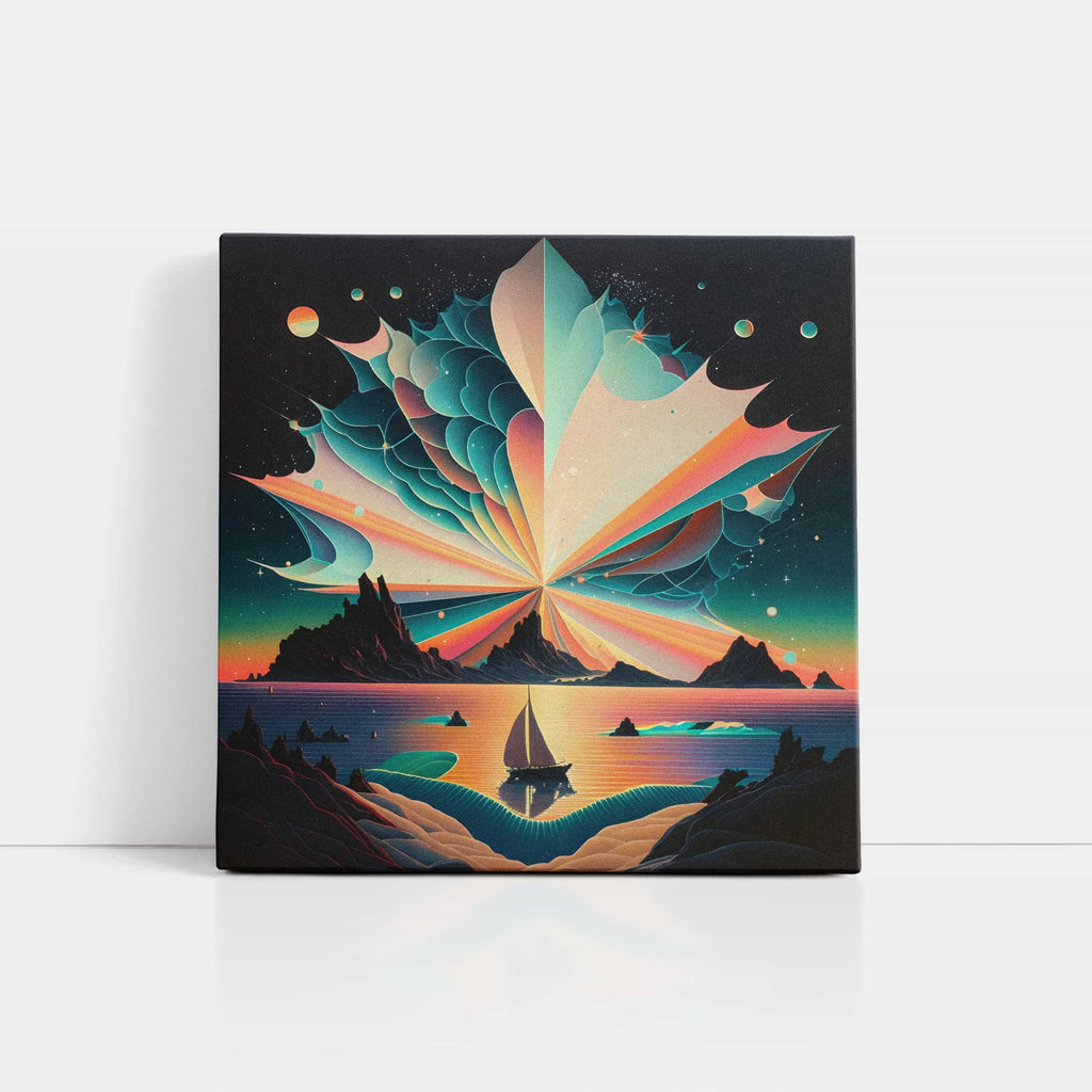 Sailing the Milky Way Surreal Canvas Wall Art Print | Canvas wall art print by Wall Nostalgia. Custom Canvas Prints, Made in Calgary, Canada | Large canvas prints, canvas wall art canada, canvas prints canada, canvas art canada, trendy wall art prints, canvas wall art prints canada, surreal art print, milky way art