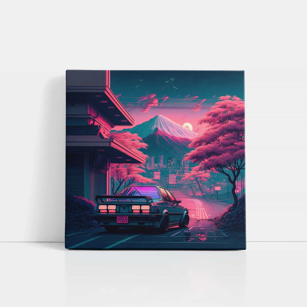Synthwave Car Print | Canvas wall art print by Wall Nostalgia. Custom Canvas Prints, Made in Calgary, Canada | Large canvas prints, canvas wall art canada, canvas prints canada, canvas art canada, synthwave art, synthwave aestehetic, retrowave art, retrowave aesthetic, vaporwave art, vaporwave aesthetic, Synthwave car