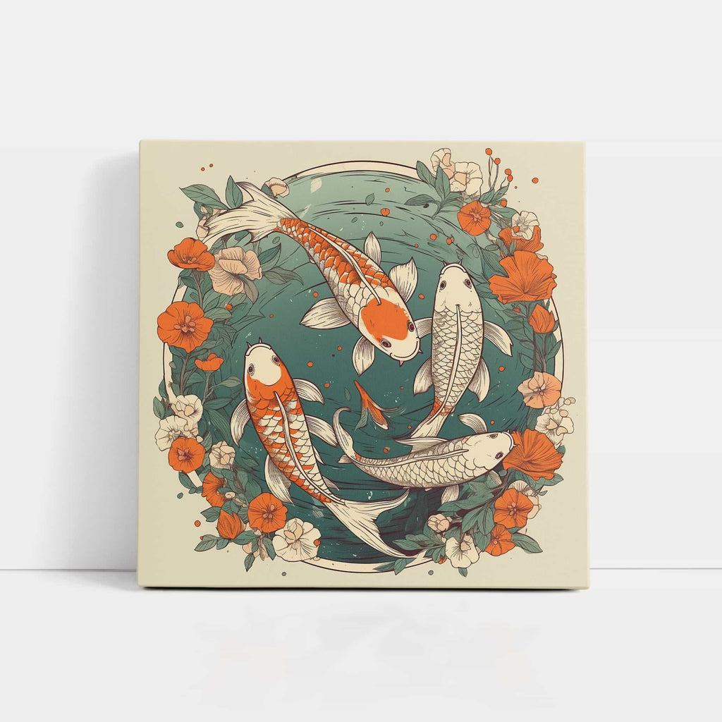 Koi Fish Print | Canvas wall art print by Wall Nostalgia. Custom Canvas Prints, Made in Calgary, Canada | Large canvas prints, canvas wall art canada, canvas prints canada, canvas art canada, Koi Fish Print | Koi Wall Art Canvas, Koi Art, Koi Canvas, Koi Wall Art, Koi Fish Painting, Japanese Koi Art, Japanese Wall Art