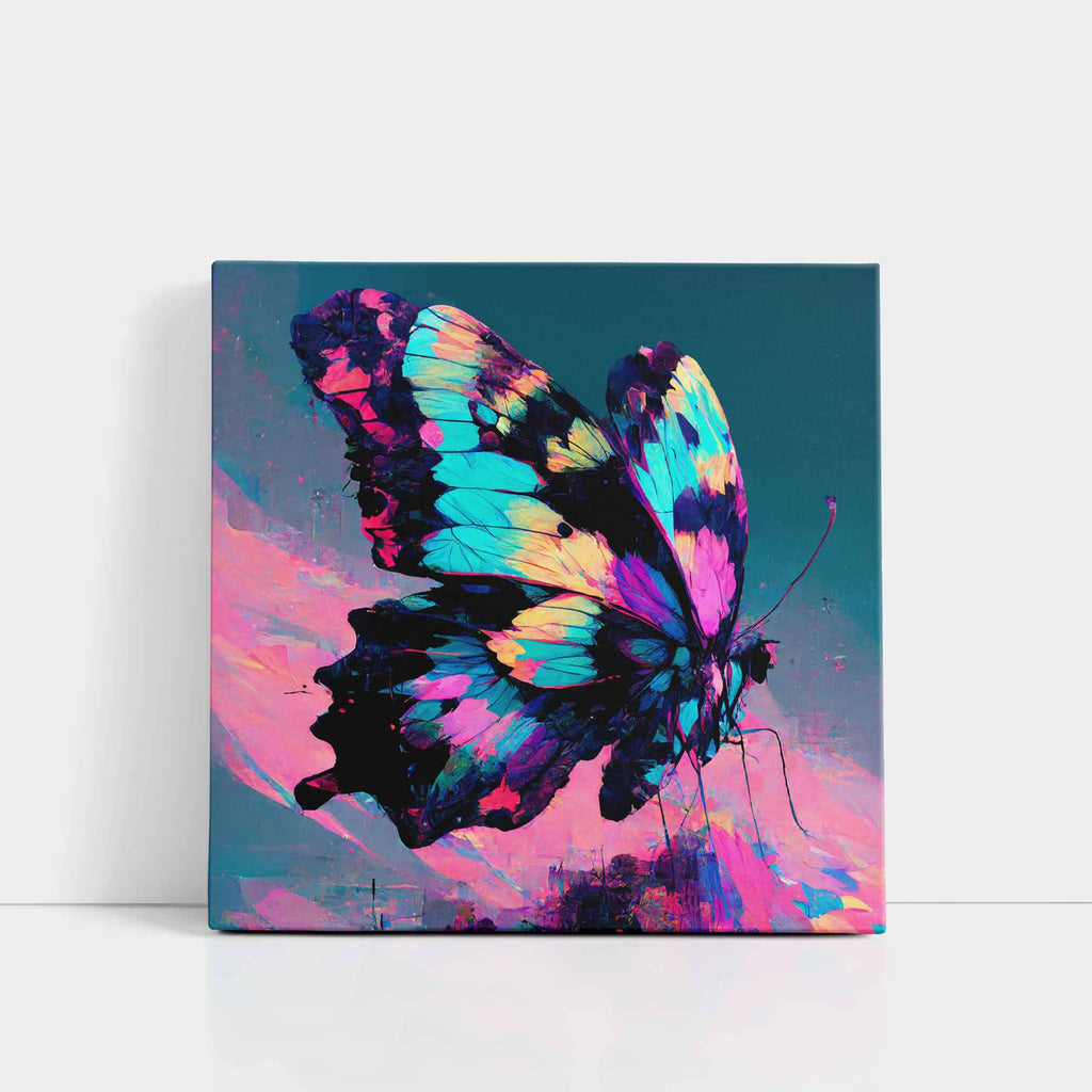 Dopamine Decor Butterfly Canvas Print | Canvas wall art print by Wall Nostalgia made in Calgary, Canada | Dopamine Decor Art, Maximalist Wall Art, Butterfly Neon Wall Art, Large canvas prints, canvas wall art canada, trendy canvas prints canada, colorful canvas art canada