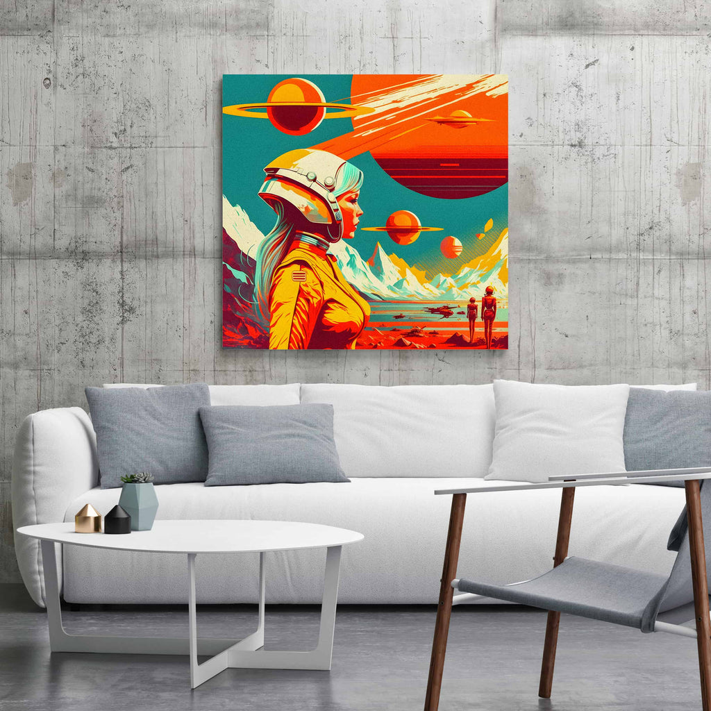 Retro Space Canvas Wall Art Print