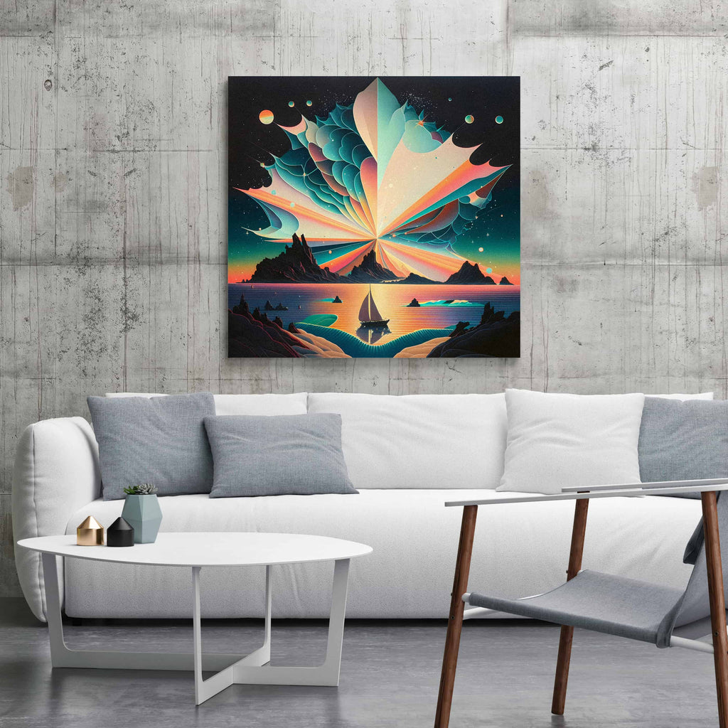 Sailing the Milky Way Surreal Canvas Wall Art Print | Canvas wall art print by Wall Nostalgia. Custom Canvas Prints, Made in Calgary, Canada | Large canvas prints, canvas wall art canada, canvas prints canada, canvas art canada, trendy wall art prints, canvas wall art prints canada, surreal art print, milky way art
