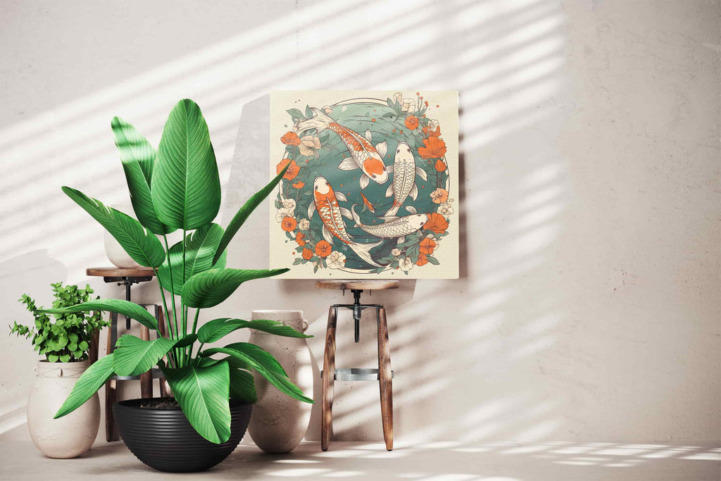 Koi Fish Print | Canvas wall art print by Wall Nostalgia. Custom Canvas Prints, Made in Calgary, Canada | Large canvas prints, canvas wall art canada, canvas prints canada, canvas art canada, Koi Fish Print | Koi Wall Art Canvas, Koi Art, Koi Canvas, Koi Wall Art, Koi Fish Painting, Japanese Koi Art, Japanese Wall Art