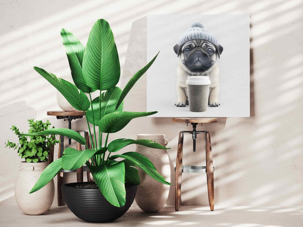 Pug Dog Print | Canvas wall art print by Wall Nostalgia. Made in Calgary, Canada | Large canvas prints, canvas wall art canada, canvas prints canada, canvas art canada, Pug Wall Art Canvas Print, Pug Canvas Art, Pug Gifts, Pug Art, Pug Mug, Pug Art Print, Pug Print, Pug Picture, Pug Dog Poster, Pug Decor, Pug Gifts Art
