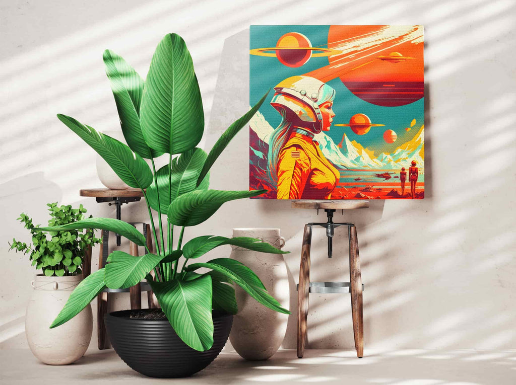 Retro Space Canvas Wall Art Print