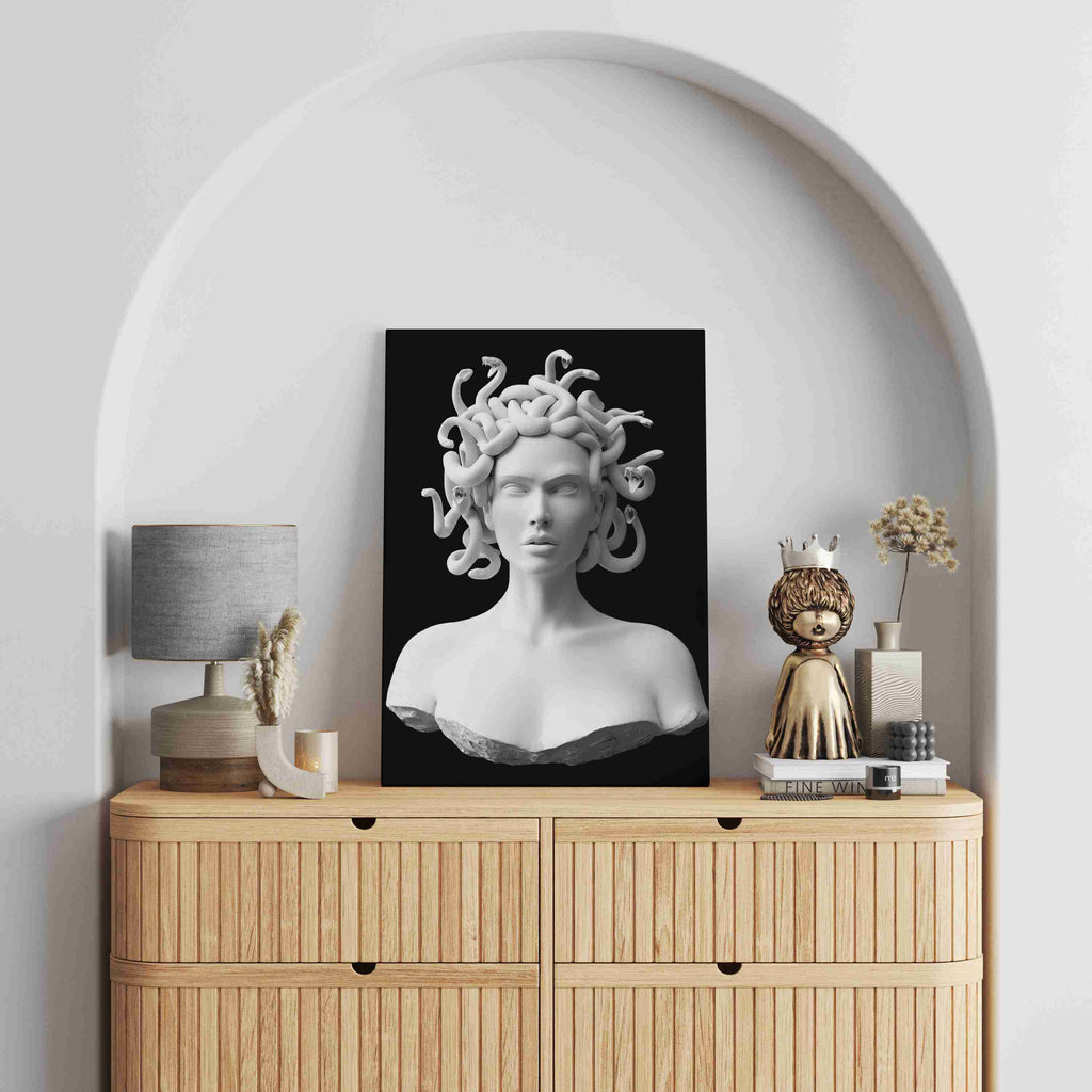 Medusa Canvas Wall Art Print | Canvas wall art print by Wall Nostalgia. Custom Canvas Prints, Made in Calgary, Canada | Large canvas prints, framed canvas prints, Medusa print, medusa wall art, medusa canvas art, medusa canvas print, trendy wall art canada, canvas wall art canada, canvas prints canada, mythological art