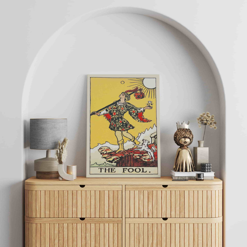 The Fool Tarot Card Canvas Print | Canvas wall art prints by Wall Nostalgia. Custom canvas prints made in Calgary, canvas wall art canada, tarot cards printing Canada, the fool tarot card art prints, fool tarot card canvas art, tarot card art, tarot cards canada, tarot card pictures, canvas prints Canada, tarot deck