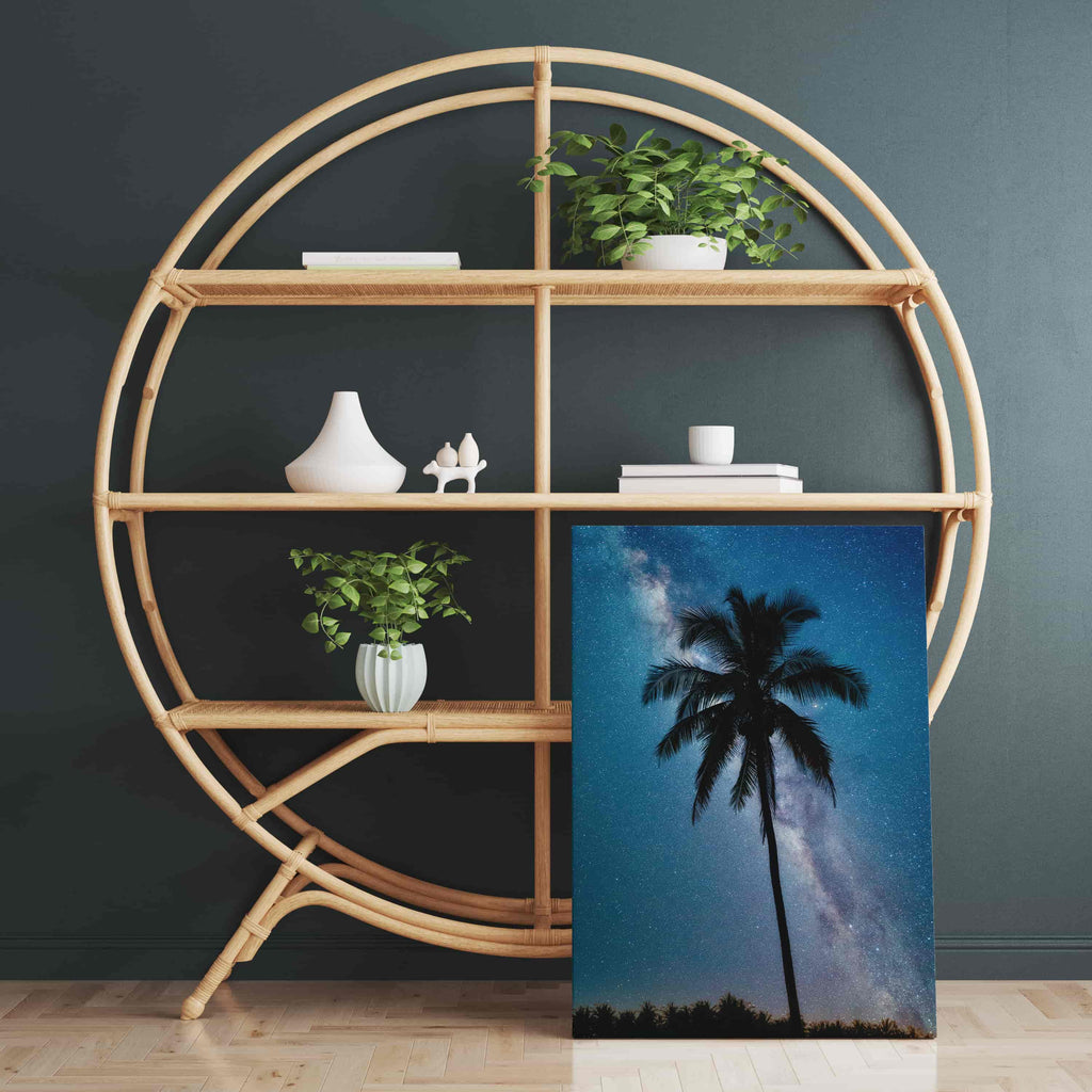 Night Sky Palm Tree Canvas Art Prints | Canvas wall art print by Wall Nostalgia. Custom Canvas Prints, Made in Calgary, Canada | Large canvas prints, framed canvas prints, Palm Tree Canvas Print | Palm Tree Print, Palm Tree Wall Art, Palm Tree Art Print, Palm Tree Wall Decor, Palm Tree Art, Palm Tree Canvas Art, Canvas