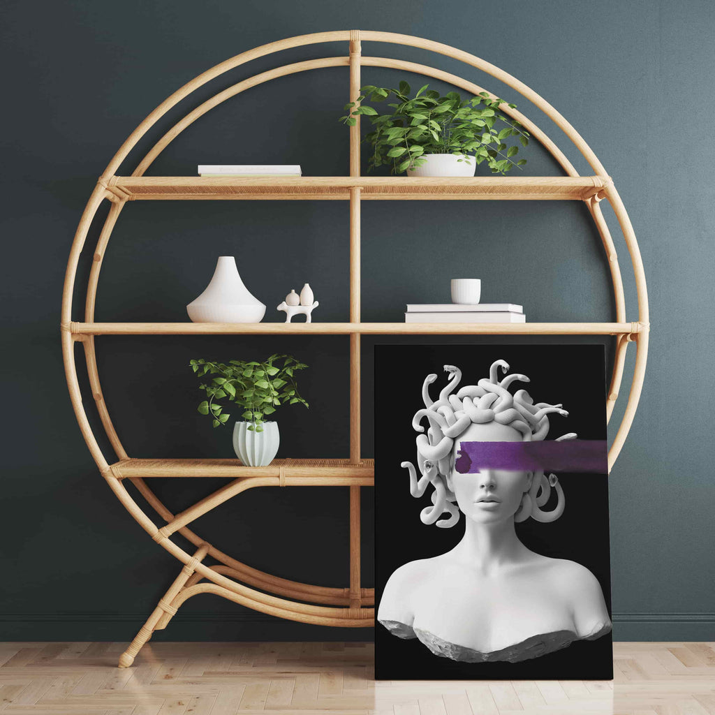 Medusa Canvas Print | Canvas wall art print by Wall Nostalgia. Custom Canvas Prints, Made in Calgary, Canada | Large canvas prints, framed canvas prints, Medusa Art Prints, Medusa Wall Art Prints Canada, trendy wall art prints canada, canvas wall art canada, medusa statue art print, mythology wall art, mythological art
