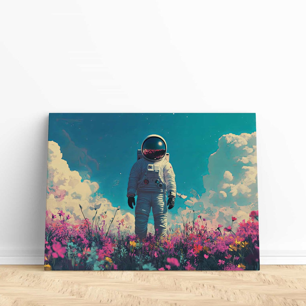 Field of Dreams Astronaut Wall Art Print | Canvas wall art print by Wall Nostalgia. Custom Canvas Prints, Made in Canada | Wall Art Canada, Canvas Art Canada, Large canvas prints Canada, Wall Art for Living Room, Wall Art for Office, Wall Art for Bedroom, Canvas Prints Canada, Astronaut wall art prints, Astronaut wall decor, Astronaut art prints, girly wall art, trendy wall art, modern wall art, unique wall art prints canada