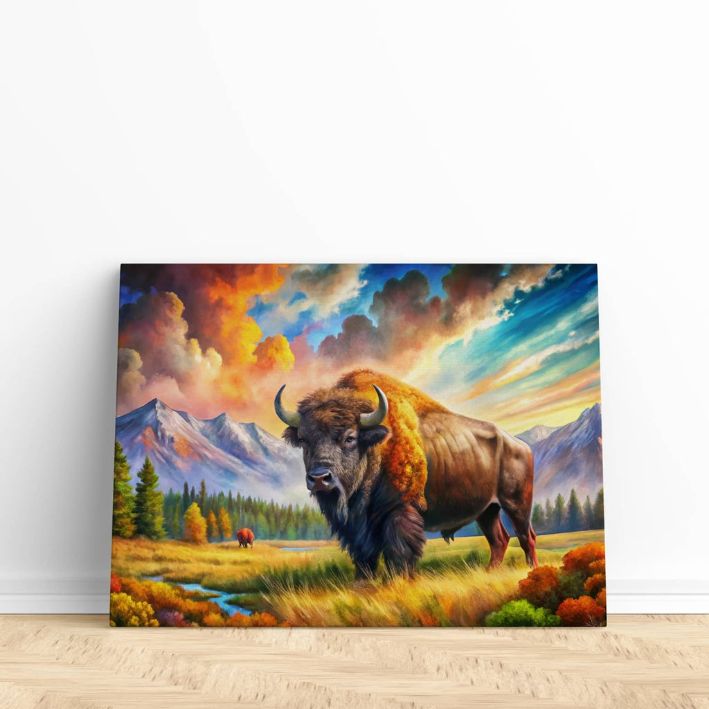 Wildlife Canvas Print  | Canvas wall art print by Wall Nostalgia. Custom Canvas Prints, Made in Canada | Wall Art Canada, Canvas Art Canada, Large canvas prints Canada, Wall Art for Living Room, Wall Art for Office, Wall Art for Bedroom, Canvas Prints Canada, Buffalo Canvas Art Prints Canada, Wildlife Art, Bison Art Prints, Rustic art prints for your home, mountain landscape wall art prints, buffalo wall art prints