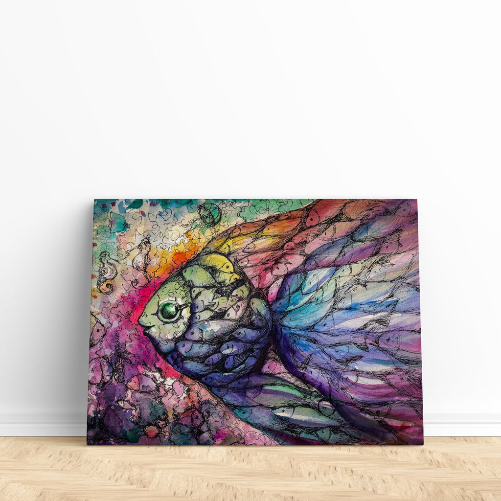 Mosaic Fish Canvas Wall Art Print | Canvas wall art print by Wall Nostalgia. Custom Canvas Prints, Made in Canada | Wall art for living room, Wall art for bedroom, Wall art for bathroom, Wall art prints Canada, Canvas art prints Canada, trendy wall art canada, contemporary wall art canada