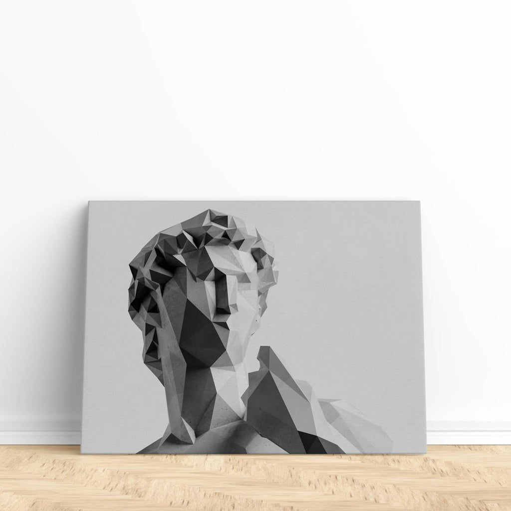 Geometric Greek God Canvas Wall Art Print | Black and White Canvas wall art print by Wall Nostalgia. Custom Canvas Prints, Made in Canada | Wall Art Canada, Canvas Art Canada, Large canvas prints Canada, Wall Art for Living Room, Wall Art for Office, Wall Art for Bedroom, Canvas Prints Canada, greek god art prints, greek god wall art, trendy wall art prints, modern wall art prints, neon wall art prints, greek statue wall art, unique wall art prints, geometric wall art prints