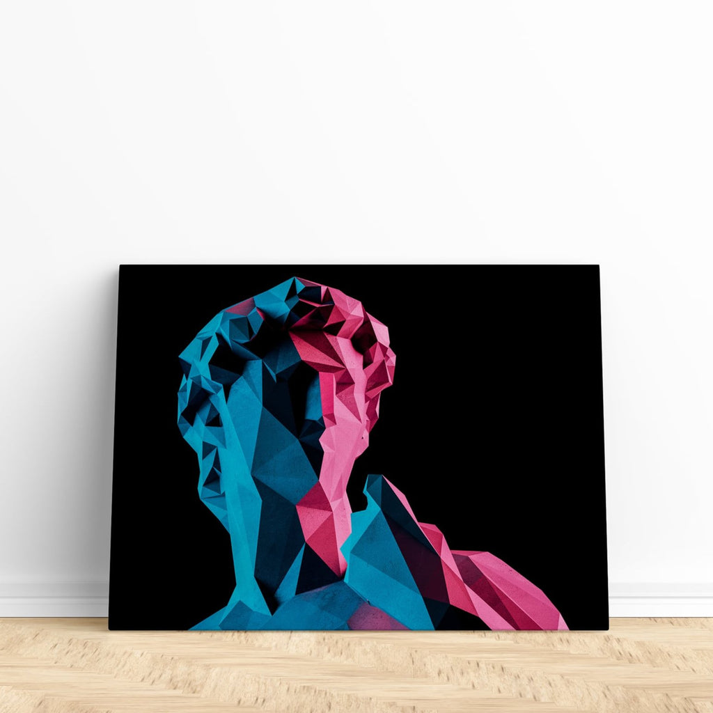 Neon Greek God Canvas Wall Art Print | Canvas wall art print by Wall Nostalgia. Custom Canvas Prints, Made in Canada | Wall Art Canada, Canvas Art Canada, Large canvas prints Canada, Wall Art for Living Room, Wall Art for Office, Wall Art for Bedroom, Canvas Prints Canada, greek god art prints, greek god wall art, trendy wall art prints, modern wall art prints, neon wall art prints, greek statue wall art, unique wall art prints, geometric wall art prints