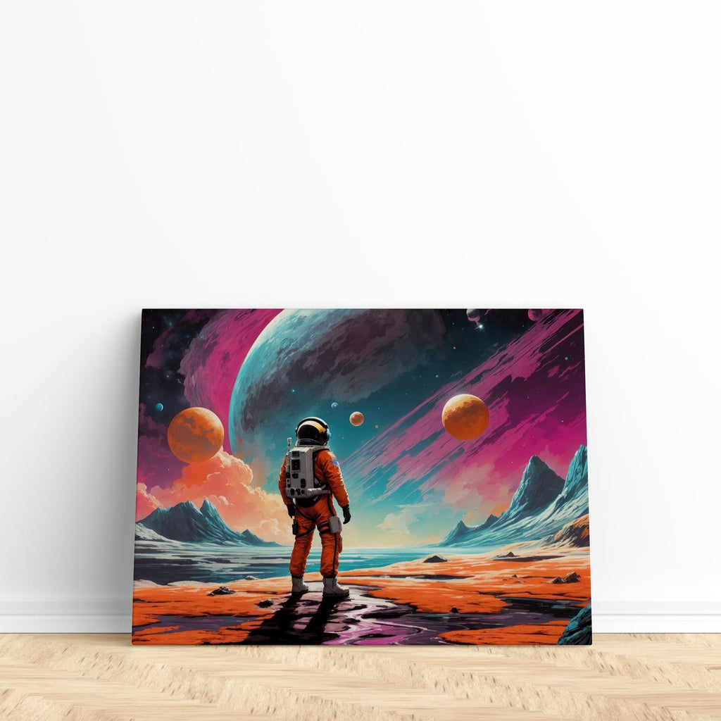 Space Exploration Canvas Wall Art Print | Canvas wall art print by Wall Nostalgia. Custom Canvas Prints, Made in Calgary, Canada | Astronaut wall art, space wall art, wall art for your living room, wall art for bedroom, wall art for office, wall art canada, canvas prints canada, art prints canada, large canvas prints canada