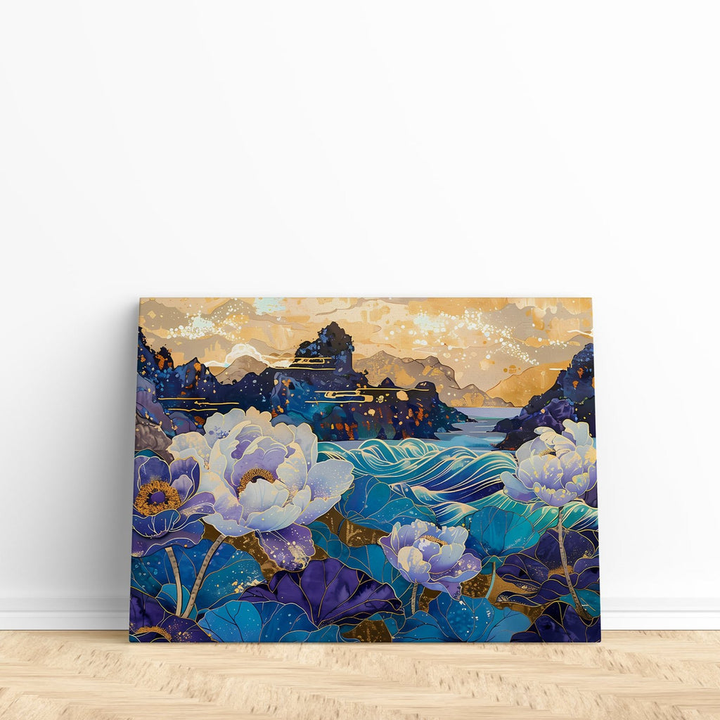 Purple Peonies Canvas Art Print | Canvas wall art print by Wall Nostalgia. Custom Canvas Prints, Made in Calgary, Canada | Living room wall art, bedroom wall art, office wall art, canvas art prints, flower art prints, flower wall art prints, purple flower wall art, purple peony wall art, peony canvas art, peony art print 