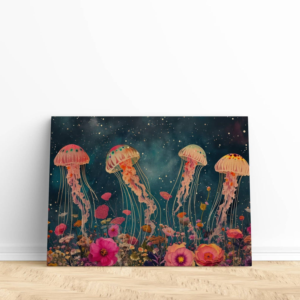 Ocean Wonder Canvas Wall Art Print | Canvas wall art print by Wall Nostalgia. Custom Canvas Prints, Made in Canada | Wall Art Canada, Canvas Art Canada, Large canvas prints Canada, Wall Art for Living Room, Wall Art for Office, Wall Art for Bedroom, Canvas Prints Canada, surrealism art print, ocean art print, jellyfish wall art, unique wall art, girly wall art, wall art for your studio