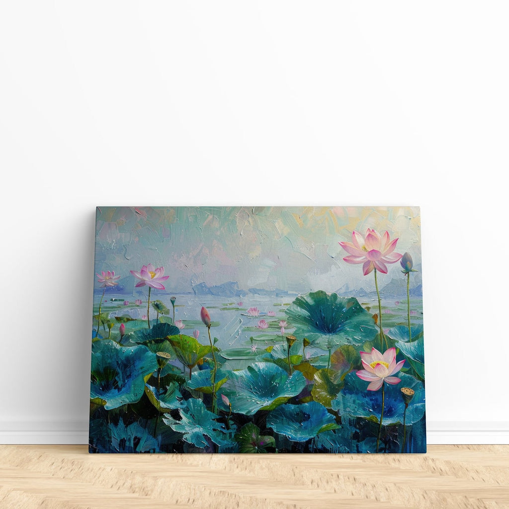 Water Lilies Painting Canvas Print | Canvas wall art print by Wall Nostalgia. Custom Canvas Prints, Made in Calgary, Canada | Large canvas prints, framed canvas prints, water lilies painting, water lily painting, flower art prints, flower wall art prints canada, custom canvas prints, custom photo canvas prints, popular wall art prints, trendy wall art prints, living room wall art prints, bedroom wall art prints