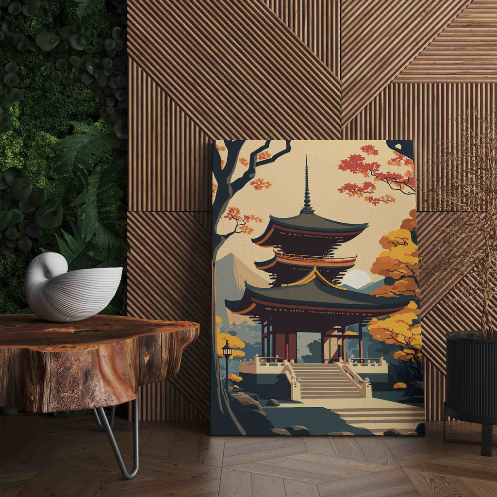 Japanese Art Canvas Print | Canvas wall art print by Wall Nostalgia. Custom Canvas Prints, Made in Calgary, Canada | Large canvas prints, framed canvas prints, Pagoda Japan Canvas Wall Art Prints Canada, trendy wall art canada, canvas wall art canada, living room wall art canada, mens wall art canada, wall art prints