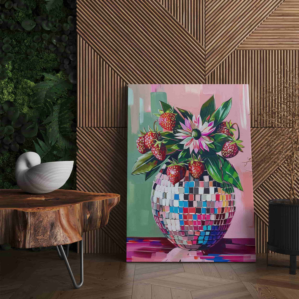 Disco Berry Canvas Wall Art Print | Canvas wall art print by Wall Nostalgia. Custom Canvas Prints, Made in Calgary, Canada | Large canvas prints, framed canvas prints, trendy wall art prints, living room wall art, living room art, living room canvas art, trendy art prints, canvas wall art canada, dining room art prints